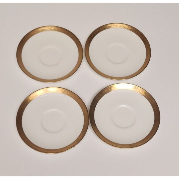 Mikasa Crown Jewel AK019 Cream/Gold Trim 4 Set Of Cups & Saucers - Picture 5 of 9